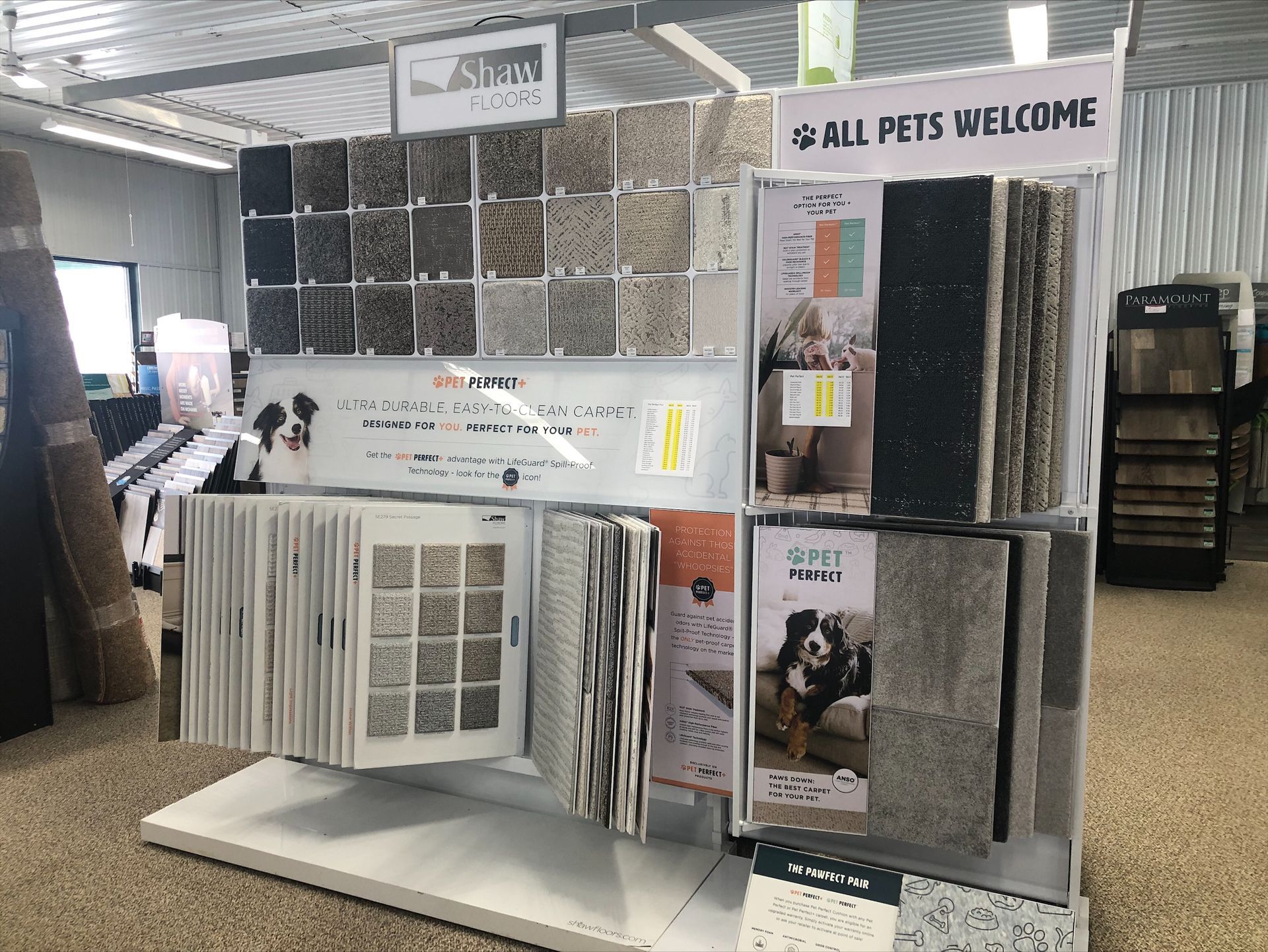 carpet samples on display