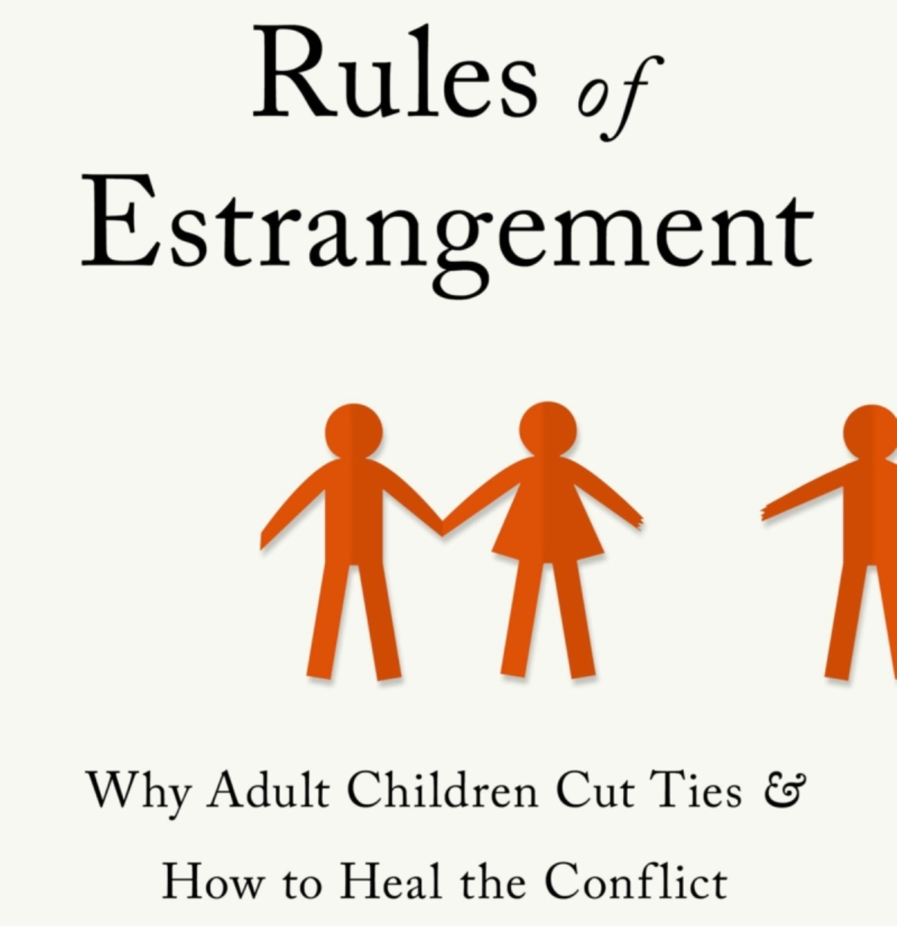 Book cover reading “Rules of Estrangement” with orange figures holding hands and subtitle about adult children and conflict