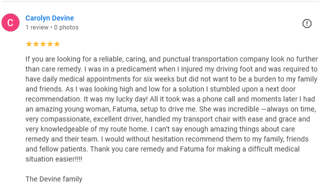 Happy client for wheelchair accessible transportation