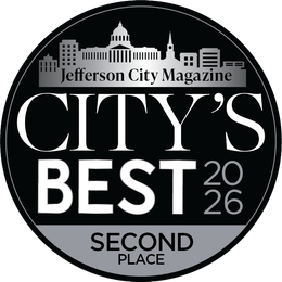 Jefferson City Magazine City’s Best 2026 second place award badge on a black background