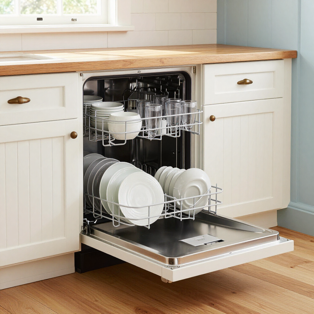 A modern kitchen features white cabinets, granite countertops, a stainless steel microwave and stove, and double windows.