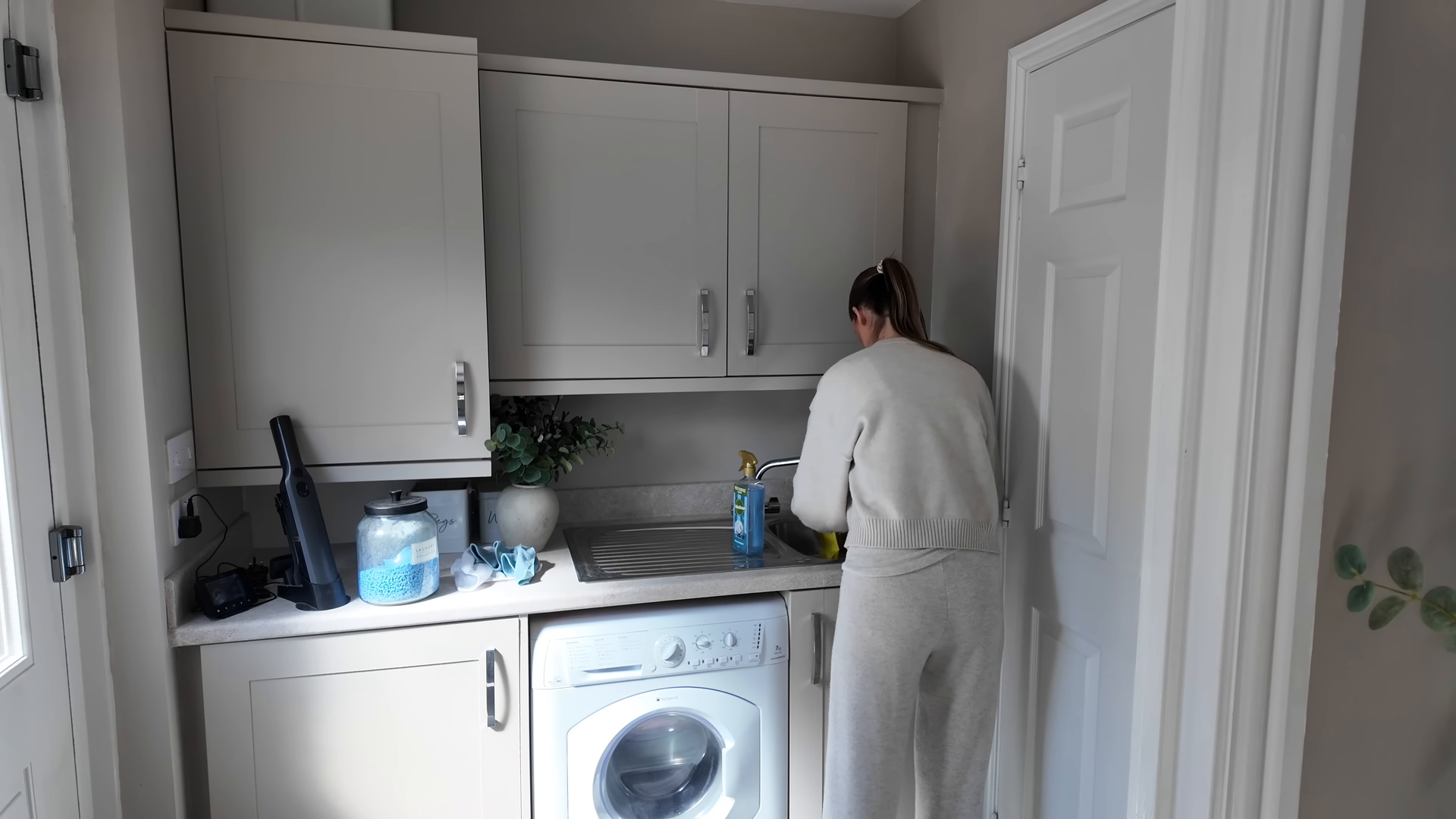 Cleaning service preparing a rental between guest stays