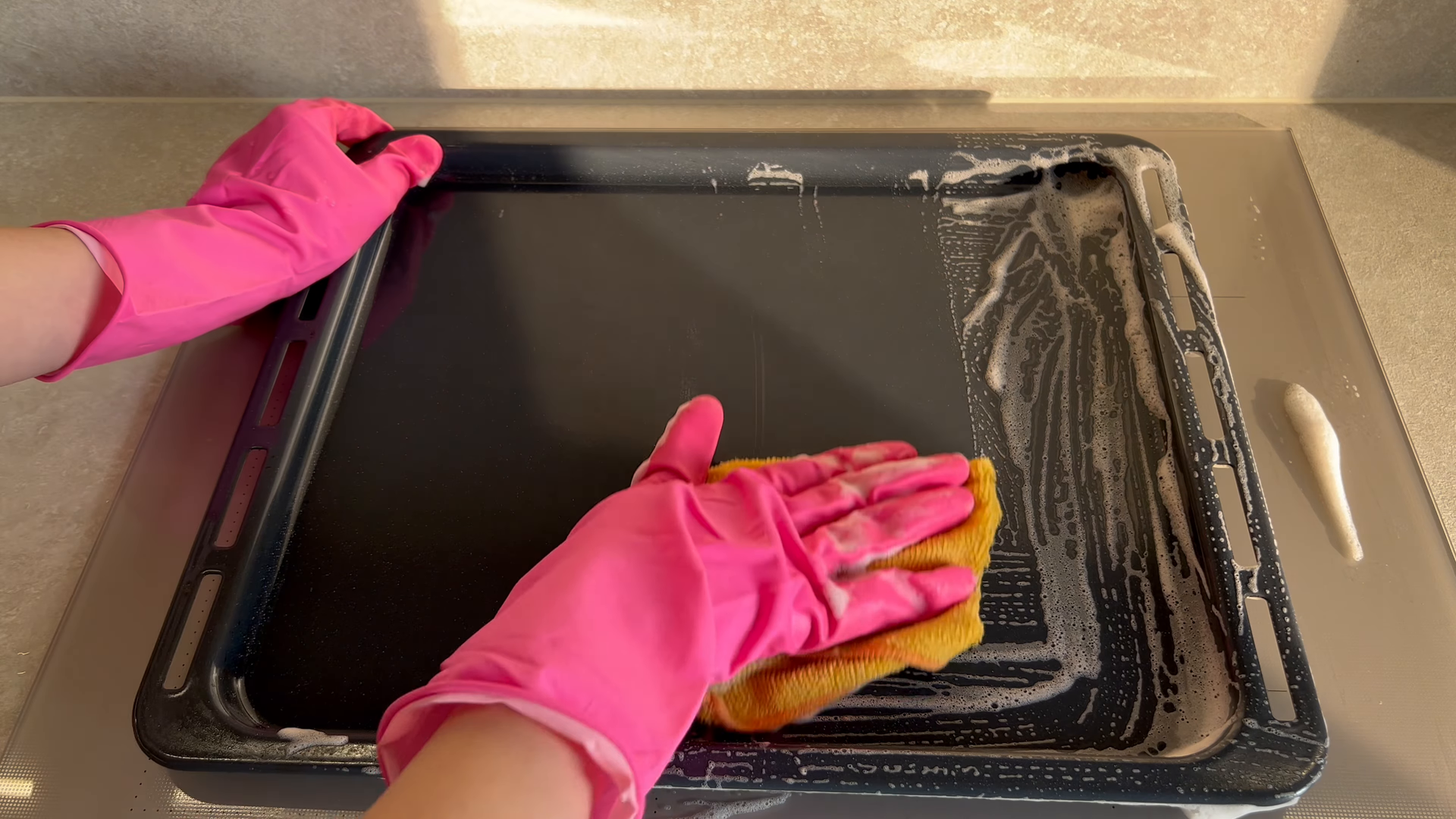 Professional cleaner preparing a Brooklyn home