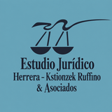 Logo de Estudio Jurídico Herrera - Ksionzek Ruffino Asociados en fondo dorado.
