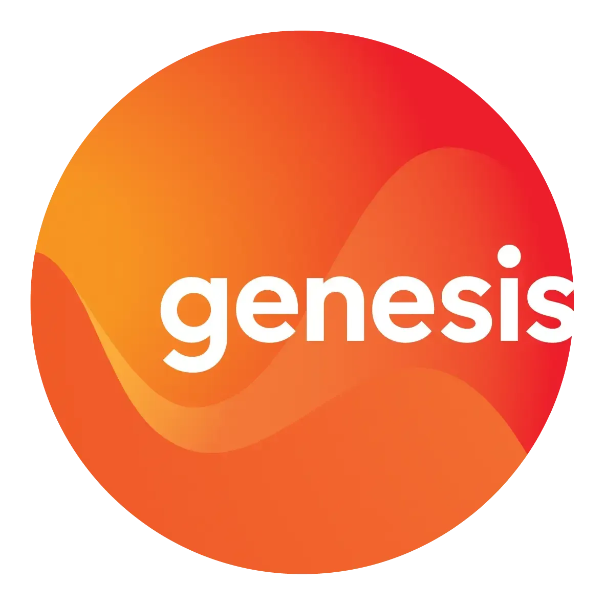 Genesis logo in orange and red circular gradient with white text