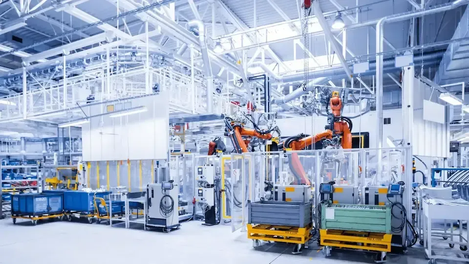 A factory filled with lots of machinery and robots.