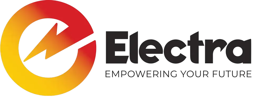 Electra logo with orange-yellow circular lightning icon and the tagline “Empowering Your Future”