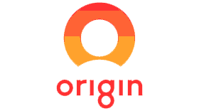Orange “origin” logo with a stylized white person icon in a circle on the left