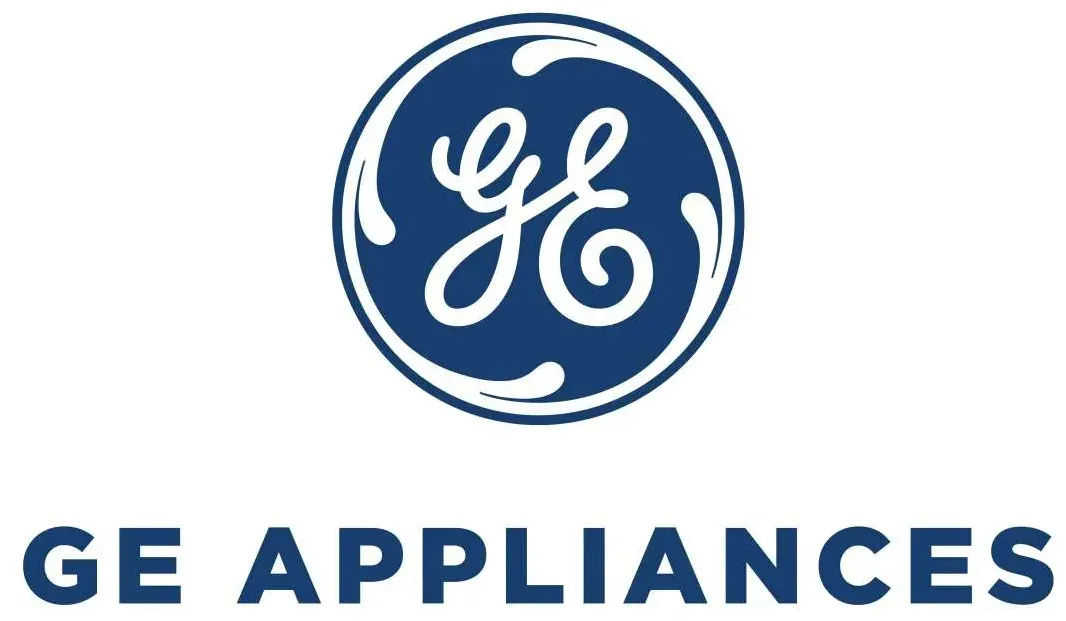 The logo for ge appliances is blue and white.