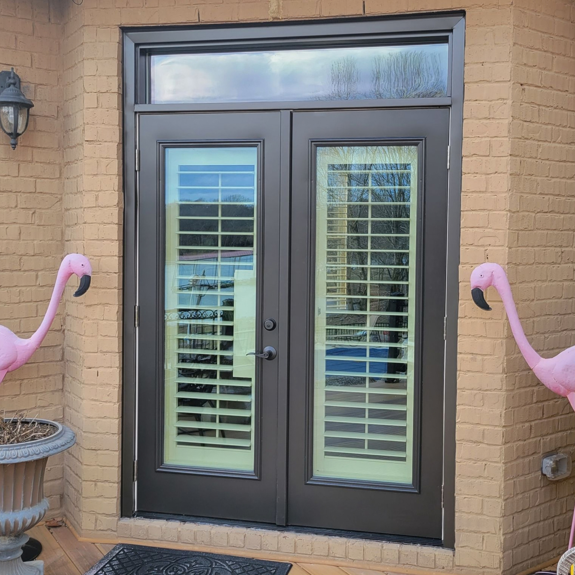 Replacement patio door with large glass panels