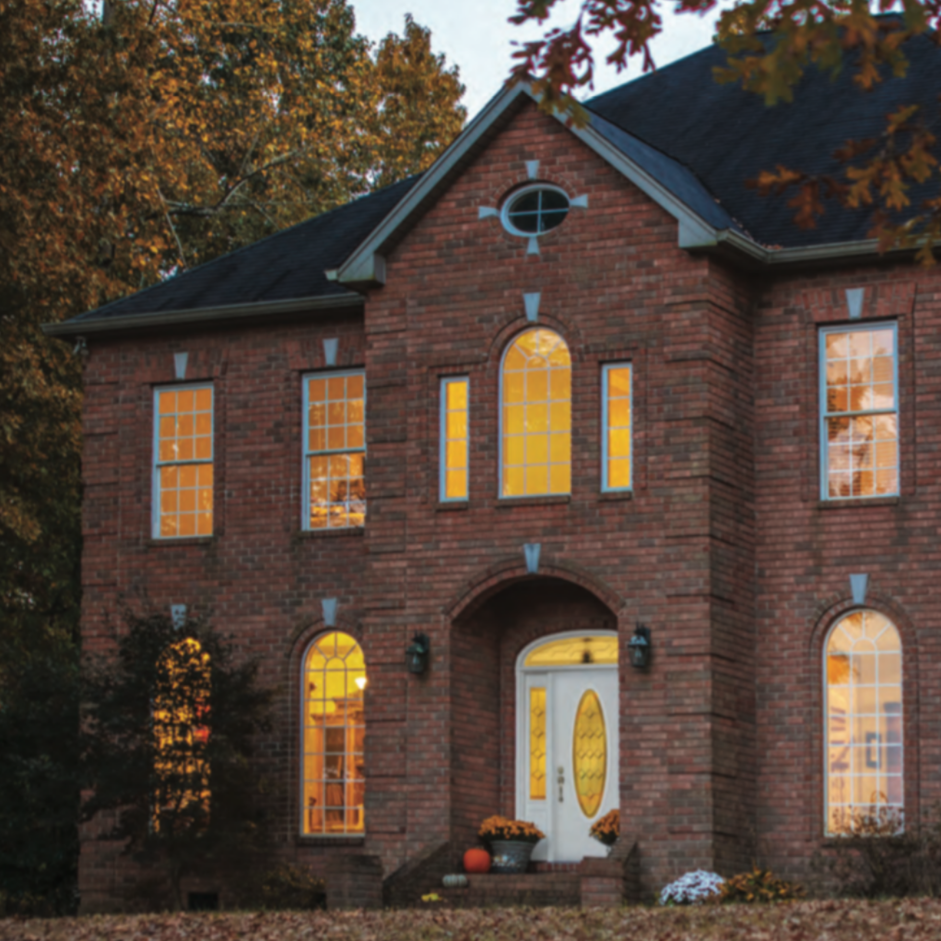 New residential windows installed in brick exterior