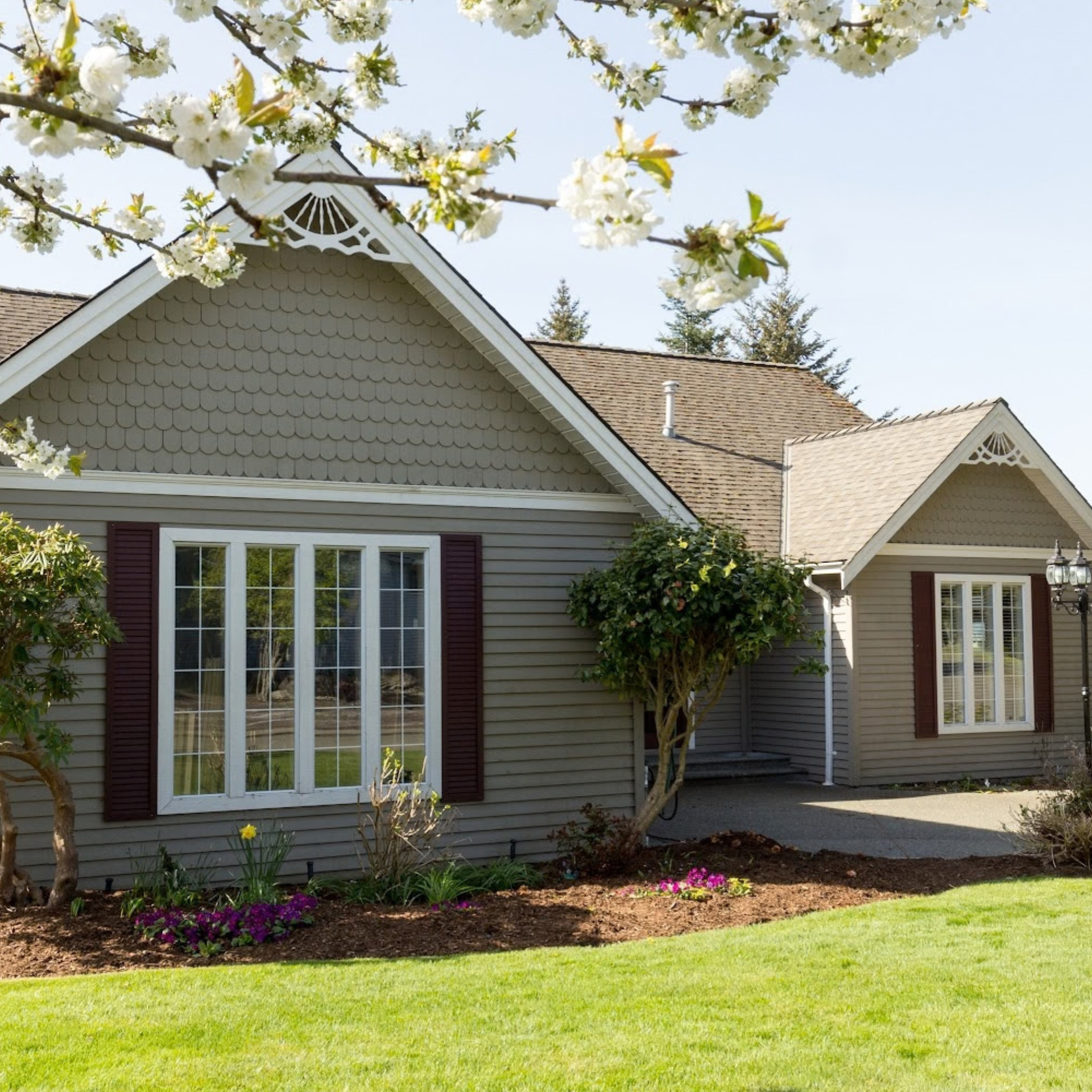 New replacement windows with clean exterior trim