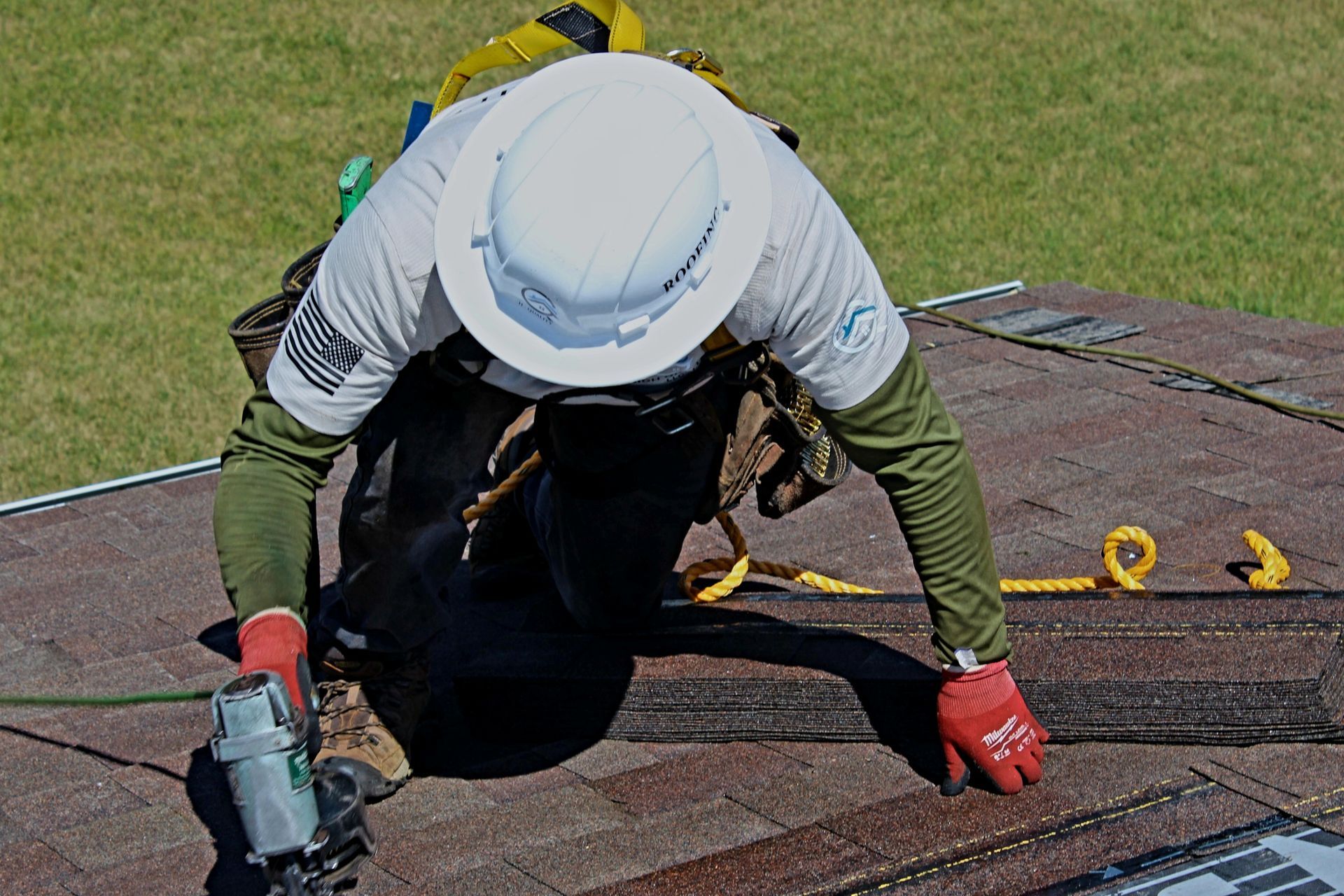 roofing install with gutters