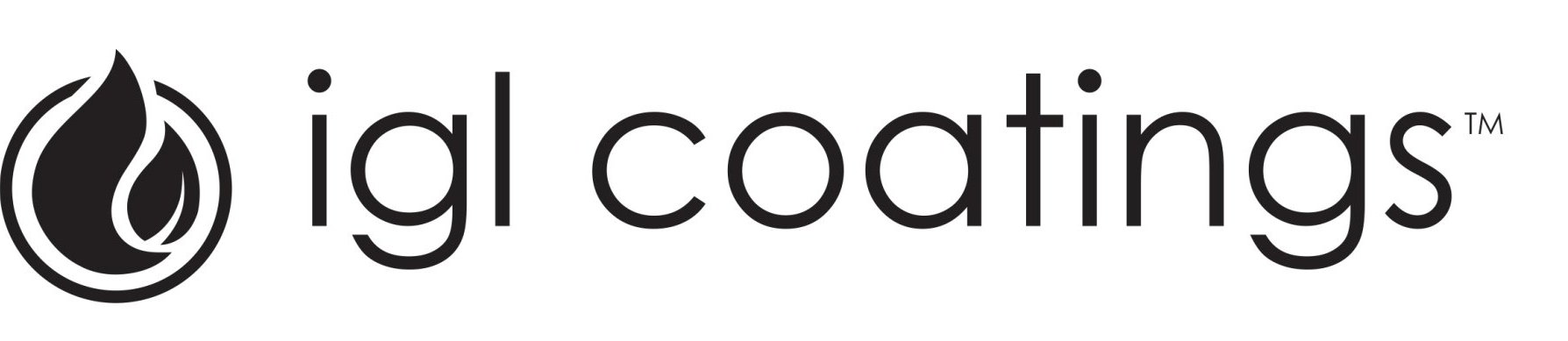 Logo for IGL Coatings, with a teardrop flame icon and text