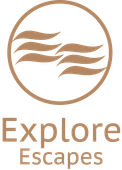 Logo: Brown circle with stylized waves,