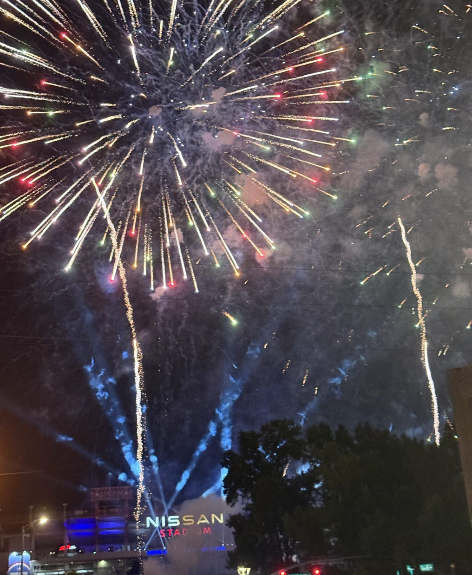Fireworks over Nissan stadium
