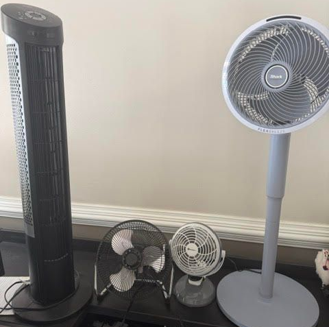 Four different fans lined up in an office, representing how query fan-out splits one search into many