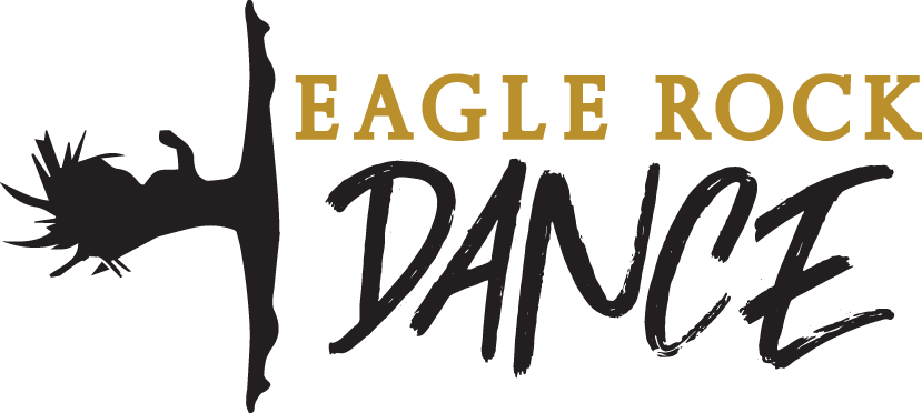 Eagle Rock Dance logo with a black dancer silhouette and gold and black text