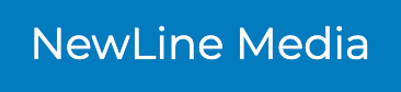 New Line Media logo in white text on a blue background