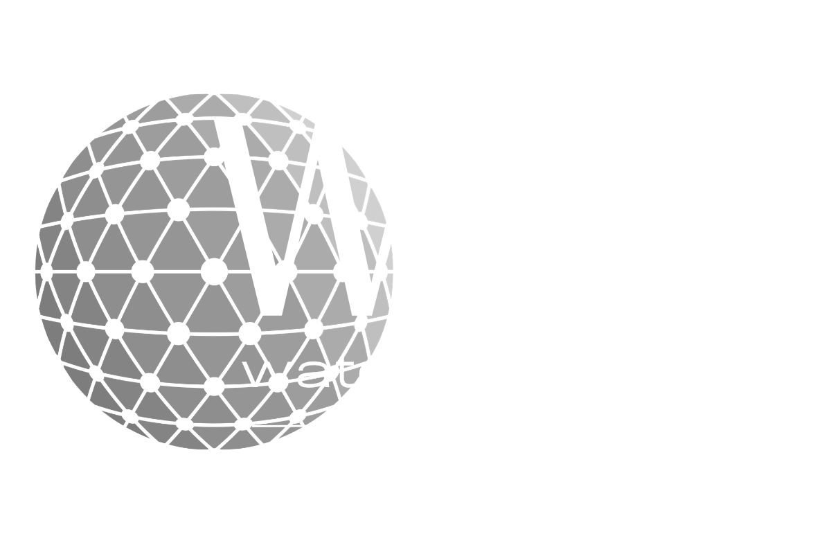 Gray geometric globe logo with white triangular grid lines and triangular cutout.