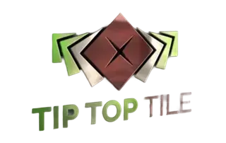 Tip Top Tile logo with layered green, black, and brown tiles above the company name