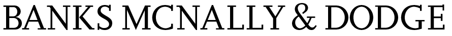 Banks McNally & Dodge logo in black serif text on a white background