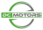 DC Motors logo in green, gray, and white with a circular emblem and bold text.
