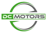 DC Motors logo in green, gray, and white with a circular emblem and bold text.