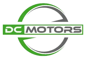 DC Motors logo in green, gray, and white with a circular emblem and bold text.