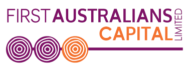 Logo for First Australians Capital Limited: text and circular design in purple and orange.