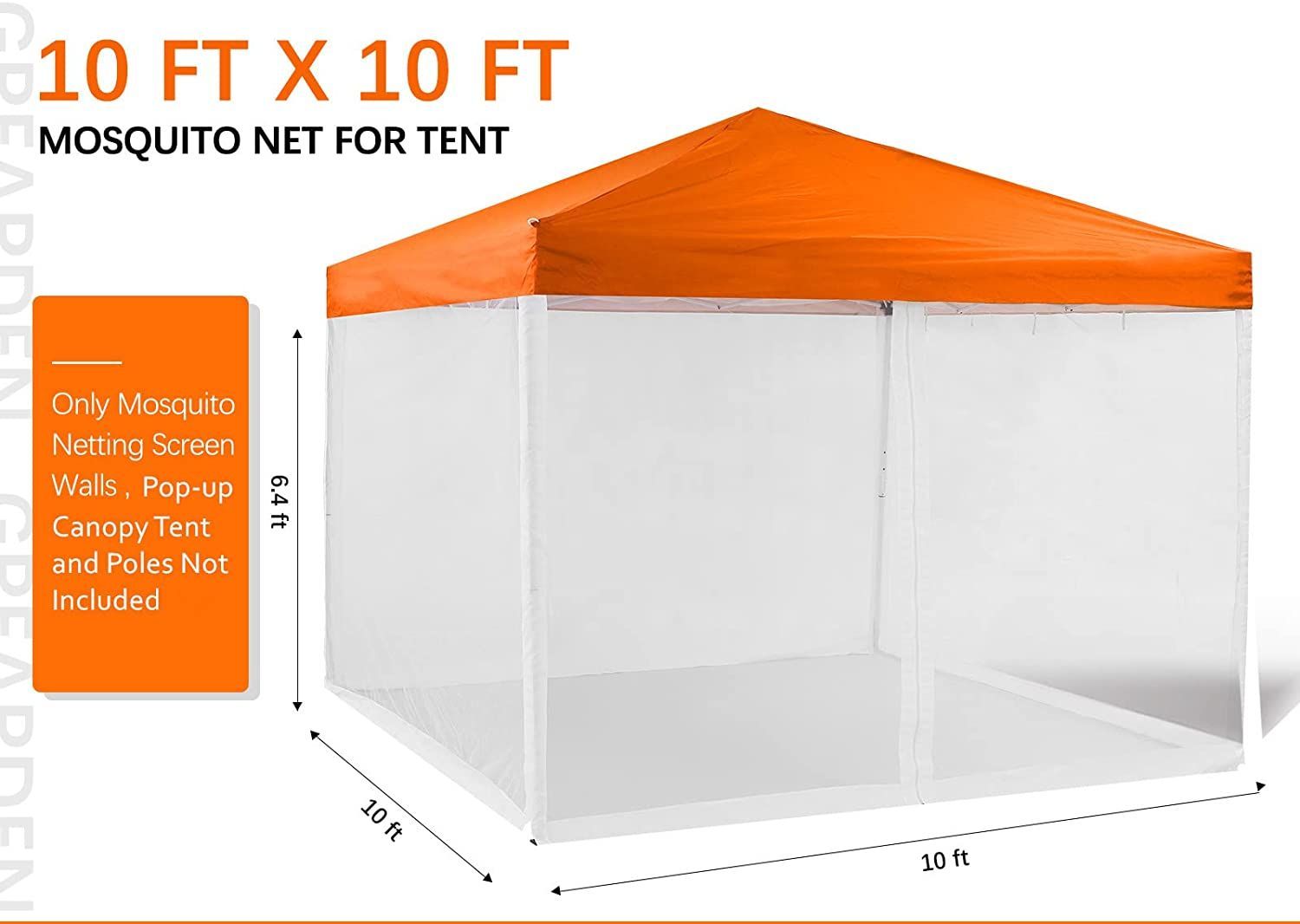 Mosquito Net Tent Screen with Zipper,  10x 10 with 8ft table and 5 chairs