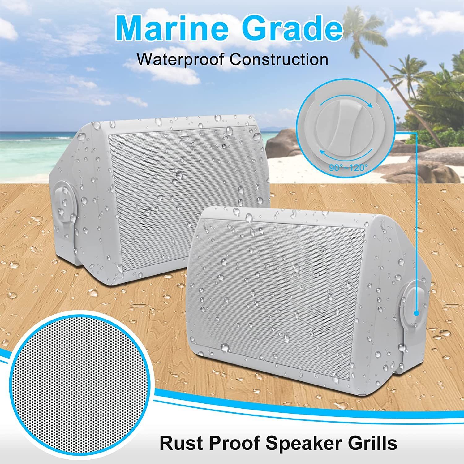 6.5'' Outdoor Bt Speakers, Powerful Bass,400w