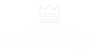 Um logotipo dourado e branco para o hotel monte alegre
