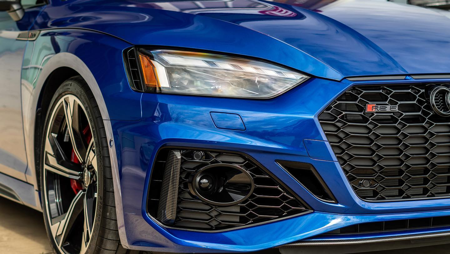 Blue car headlight