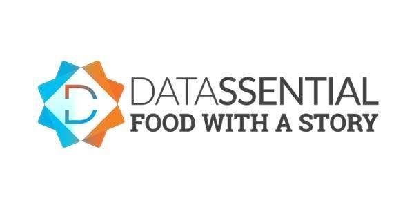 A logo for data essential food with a story