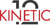 A red and black logo for kinetic is on a white background.