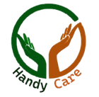 A logo for handy care with two hands in a circle