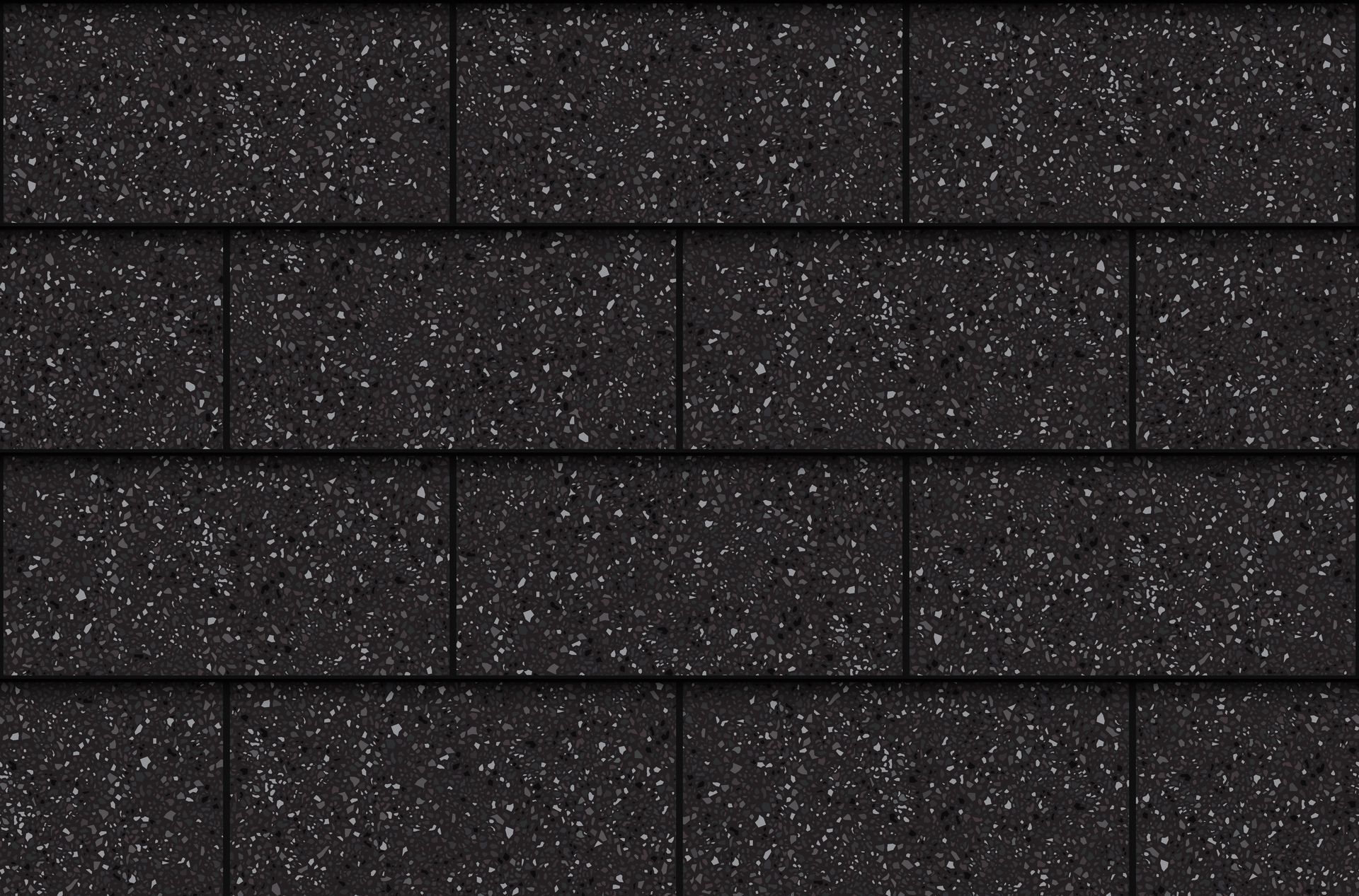 Un gros plan d'un mur de briques noires avec des points blancs dessus.