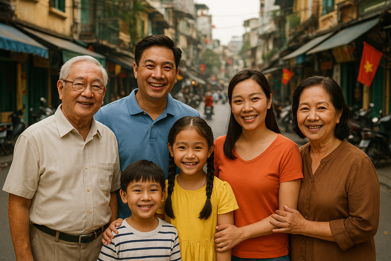 Một người đàn ông đang cõng một bé gái trên vai trong công viên.