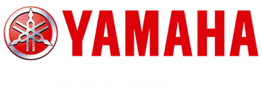 Logotipo da Yamaha com emblema de diapasão vermelho e nome da marca em vermelho em negrito sobre fundo branco.