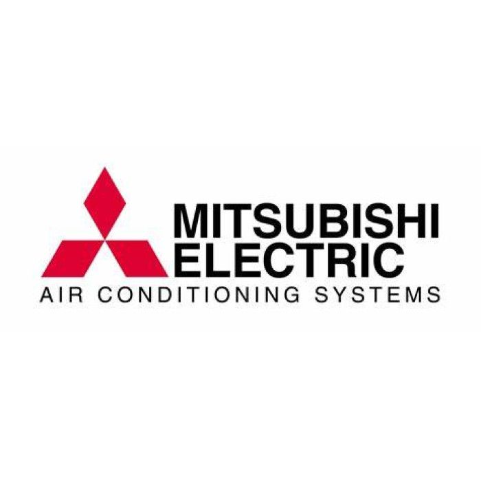 Mitsubishi Electric Air Conditioning Systems logo with red emblem and black text on a white background