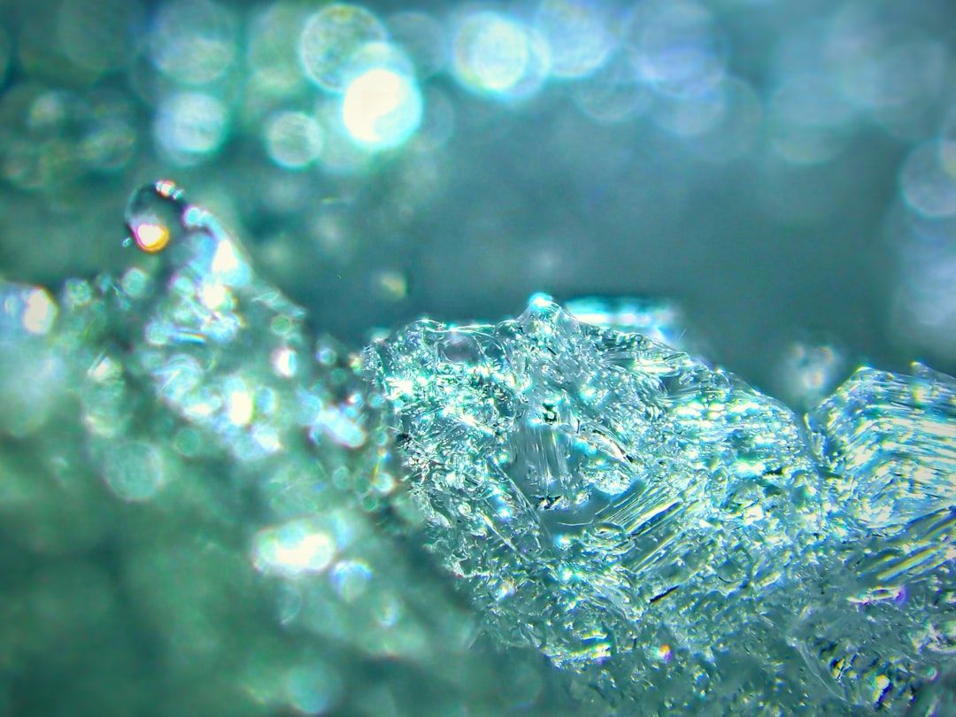 A close up of a piece of ice in the water.