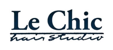 Le Chic Hair Studio logo in black serif and script text on a white background