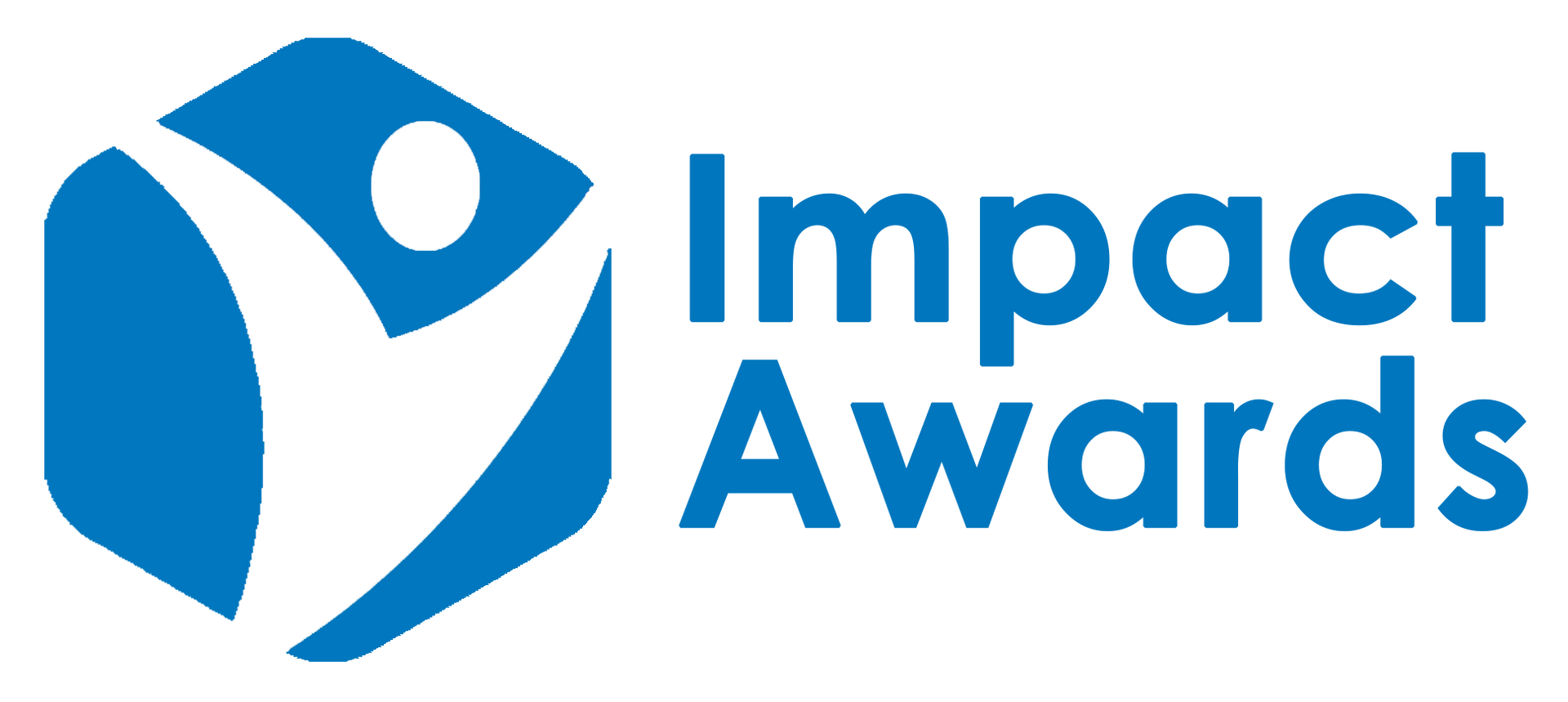 The logo for the impact awards shows a person in a blue hexagon.