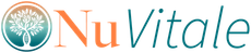 NuVitale logo with teal circular leaf emblem and orange-green text