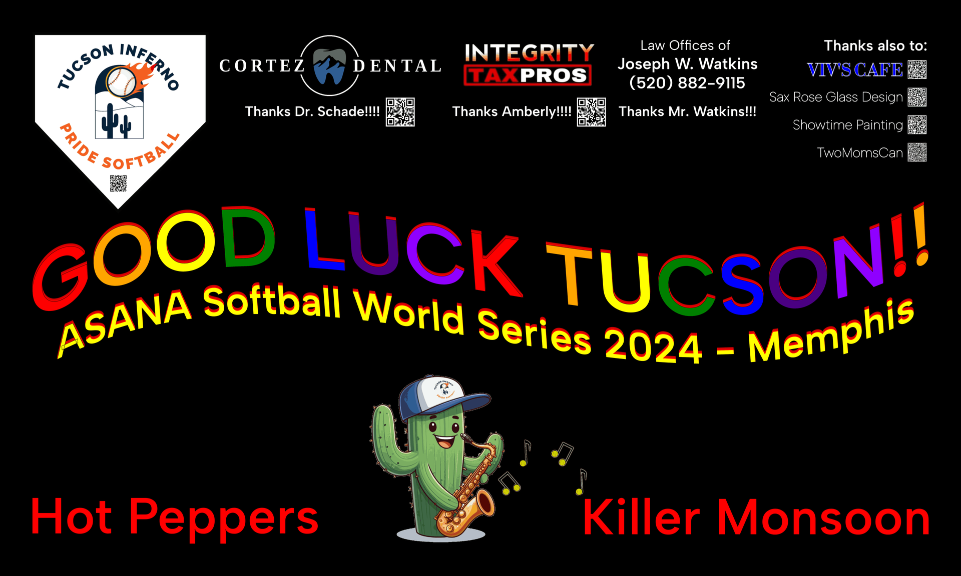 Good luck Tucson Teams (Hot Peppers and Killer Monsoon) at the ASANA Softball World Series 2024 in Memphis
