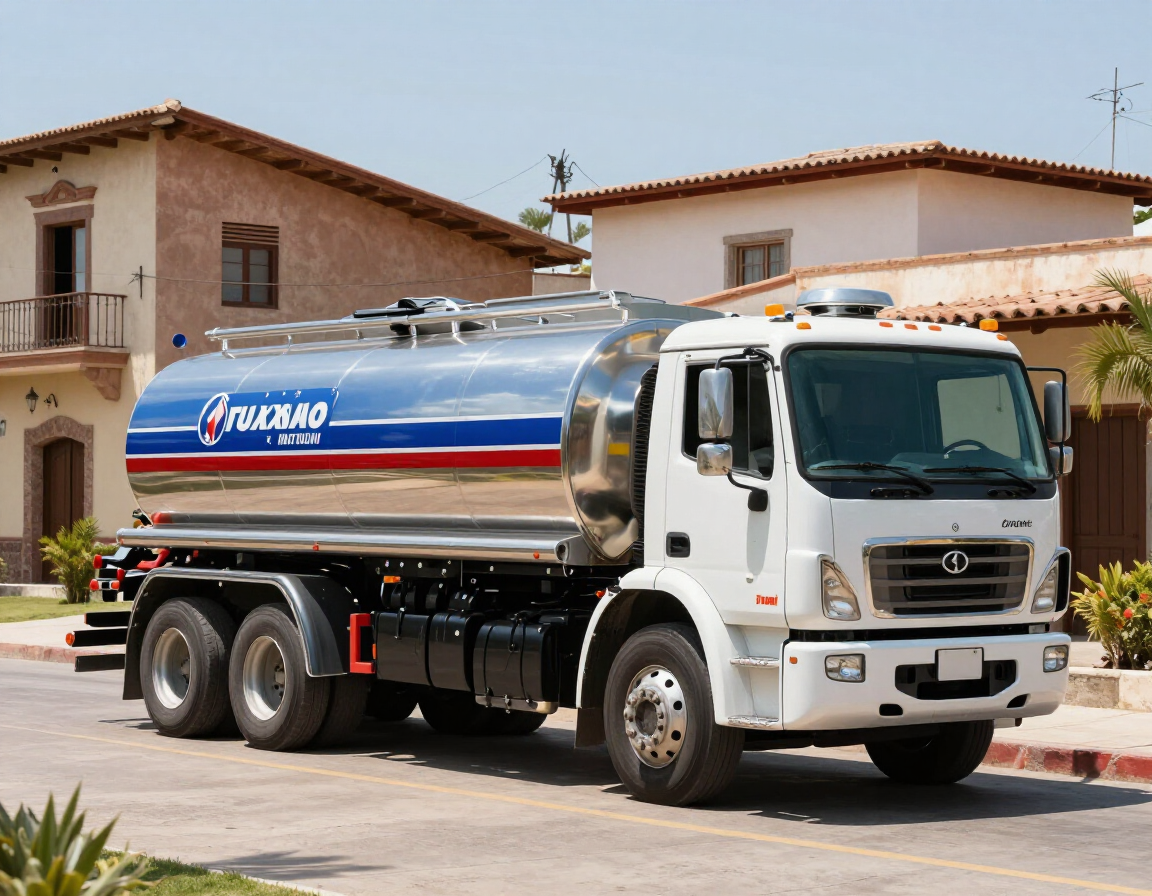 Pipa de agua potable limpia entregando servicio en Oaxaca