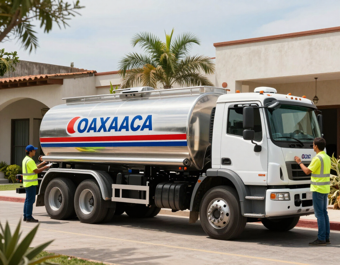 Entrega profesional de agua potable en una propiedad de Oaxaca