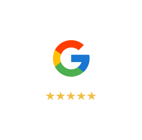Google logo with five gold stars, indicating excellent reviews.