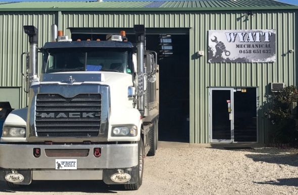 DPF Cleaning Heavy Truck Outside Diesel Repair Workshop